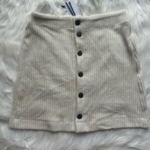 Z Supply Mini Skirt NWT Corduroy Button Up Neutral Cream Preppy Y2K Pockets